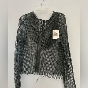 Fitigues olive green mesh hooded Top